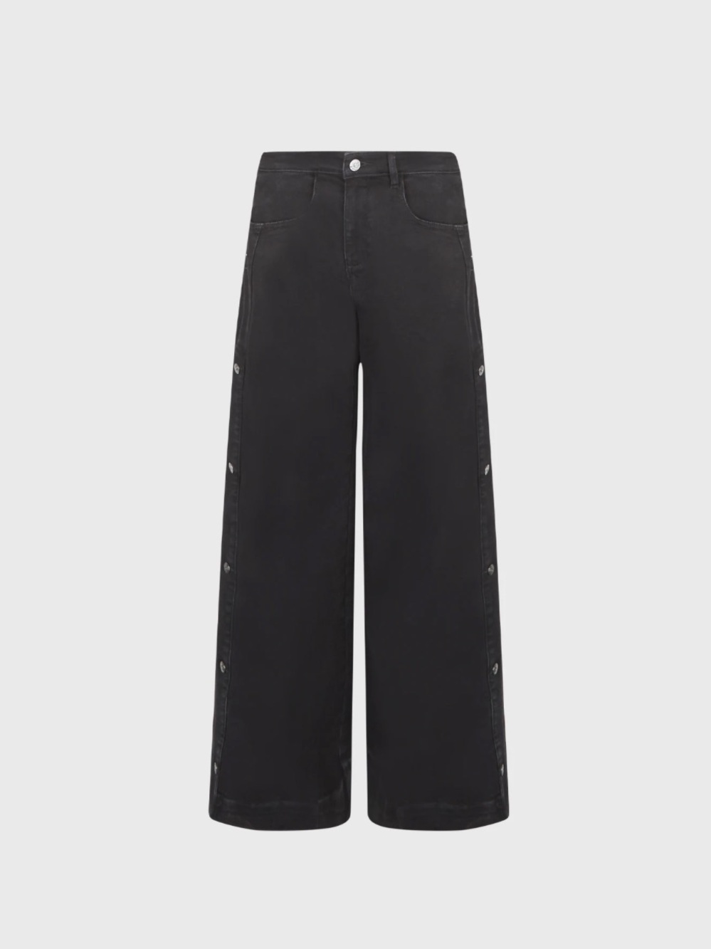 Anne Fontaine Presley Denim Jean
Black Washed Wide-Legged Denim Jeans With Snap